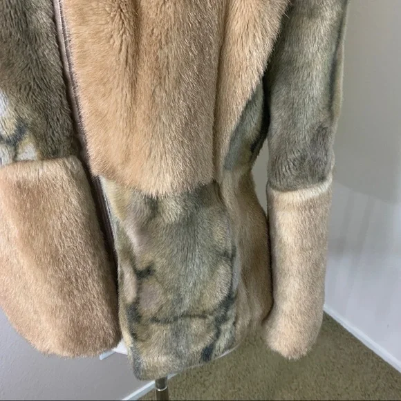 Sandro Nounours Faux Patchwork Fur Coat - Picture 2 of 16